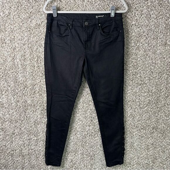 Blank NYC Jeans Women’s 30 Intro Black Lace Up Leg Slits - Picture 1 of 6
